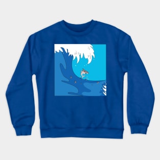 Big wave with sharks Crewneck Sweatshirt